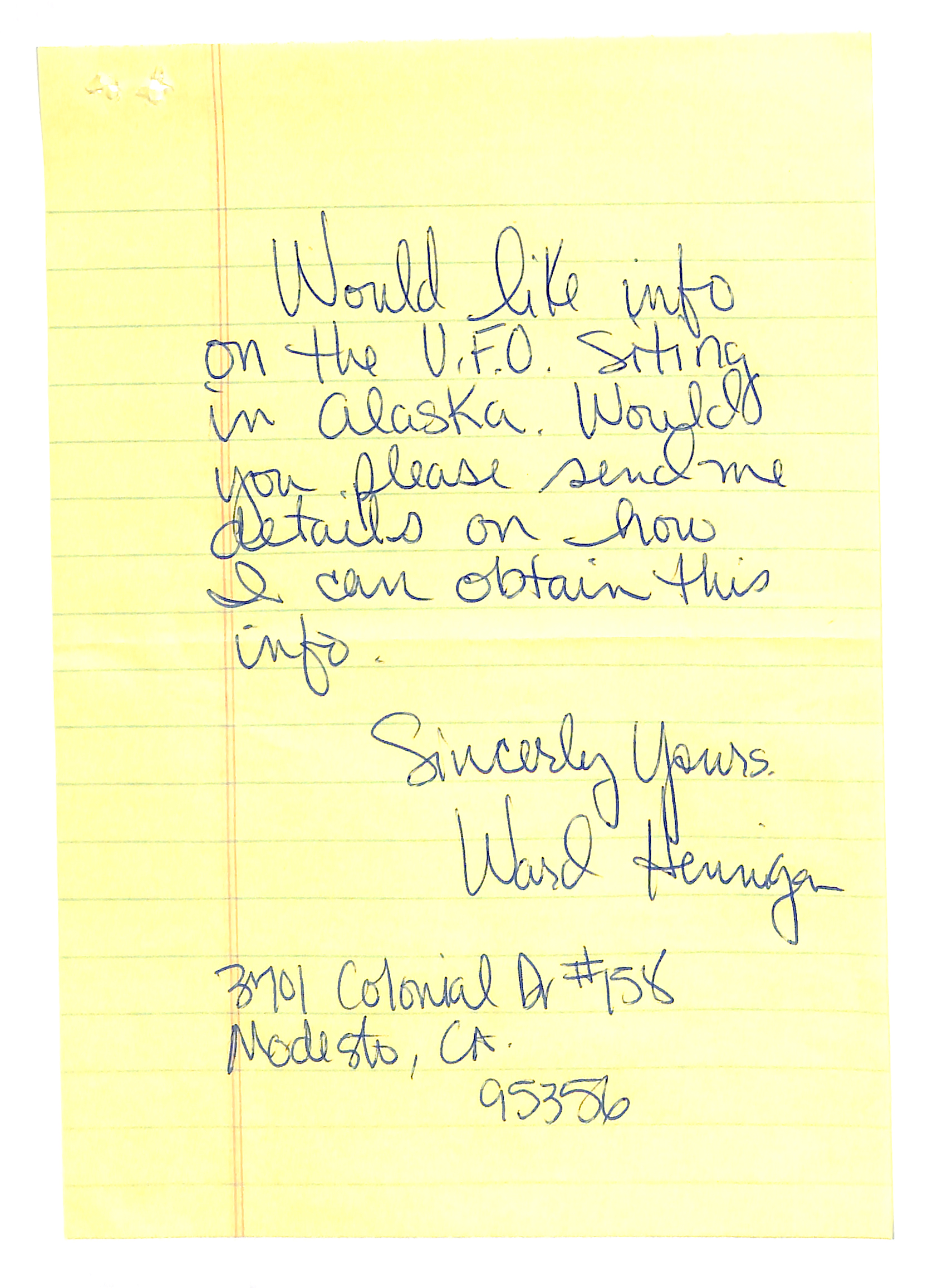 Information Releases Relating to Unidentified Flying Object