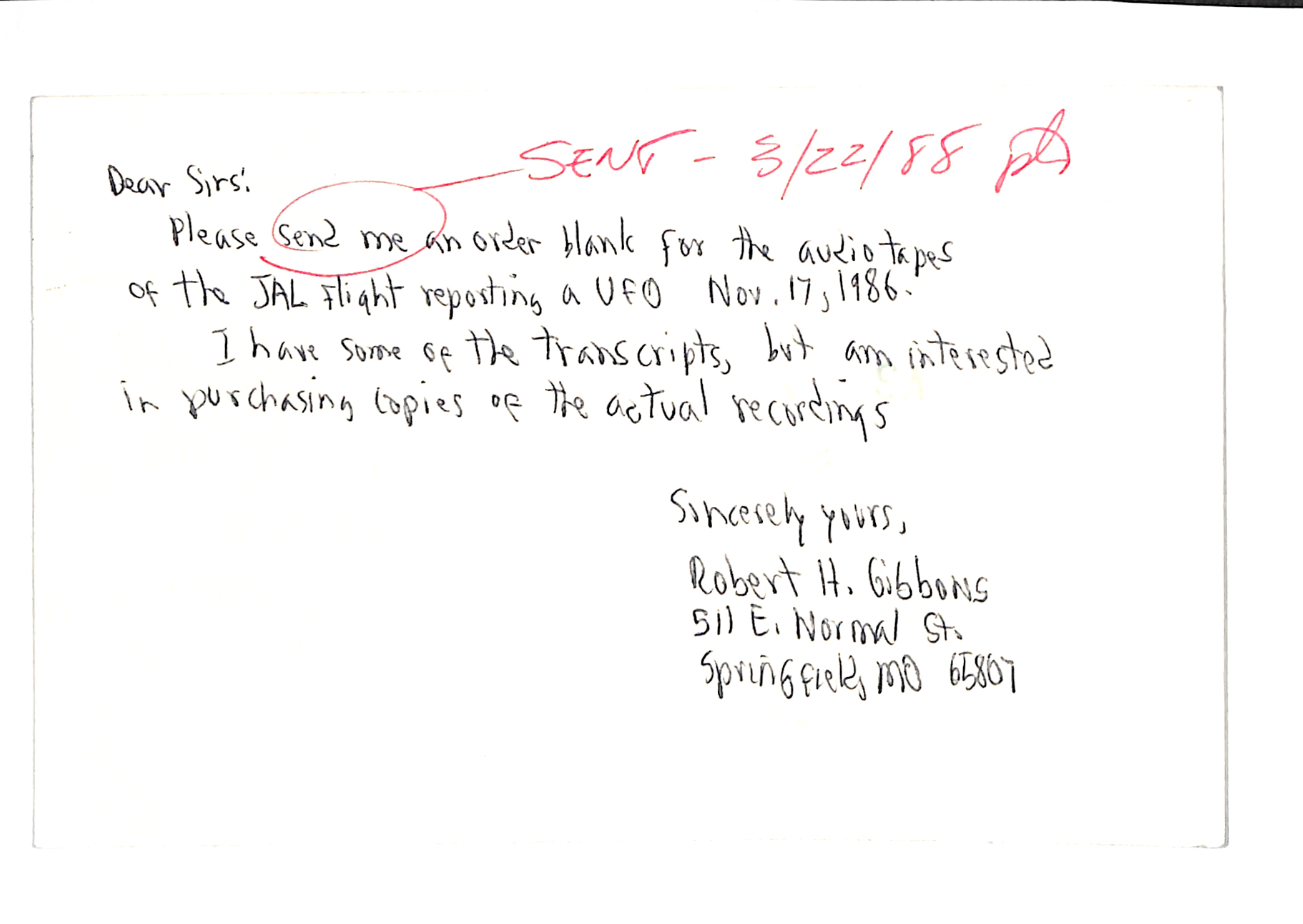 Information Releases Relating to Unidentified Flying Object